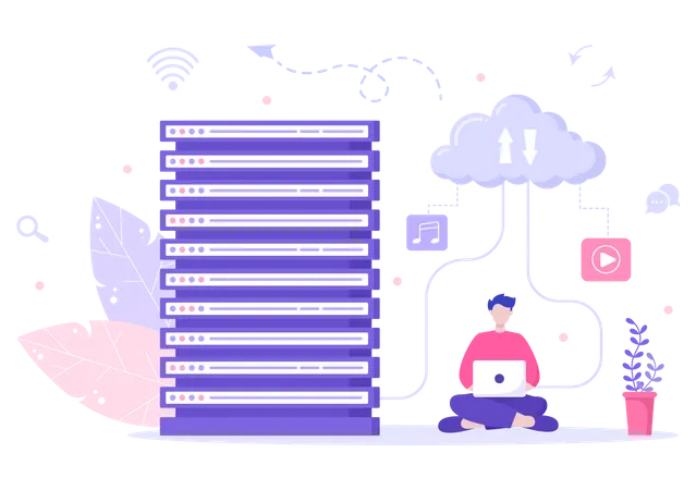 Hosting cloud server  Illustration