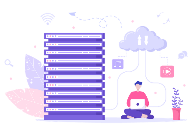 Hosting cloud server  Illustration