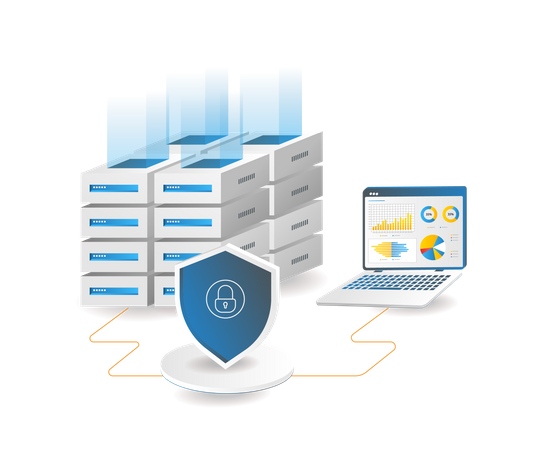 Análisis de seguridad de datos del servidor de hosting  Ilustración