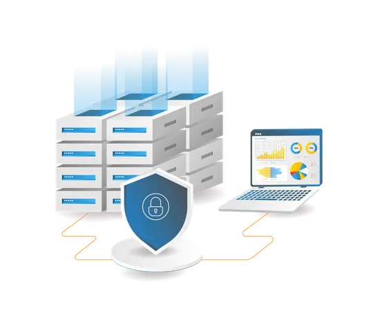 Análisis de seguridad de datos del servidor de hosting  Ilustración