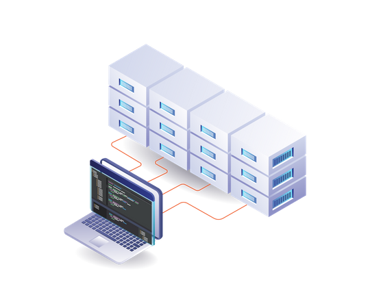 Análisis del lenguaje de programación del servidor hosting.  Ilustración