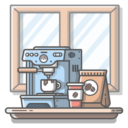 Hot coffee brewing machine  Illustration