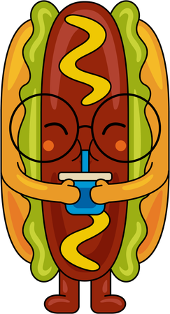 Hot Dog Drinking Juice  Illustration