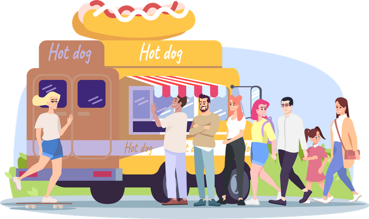 Hot dog food truck  Illustration