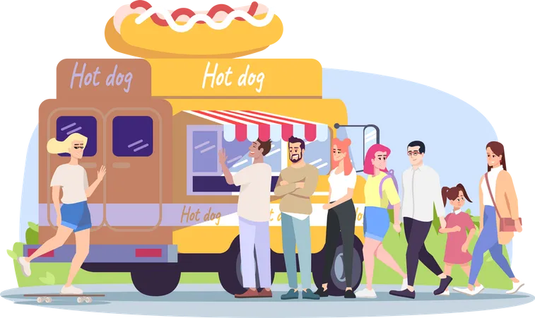 Hot dog food truck  Illustration