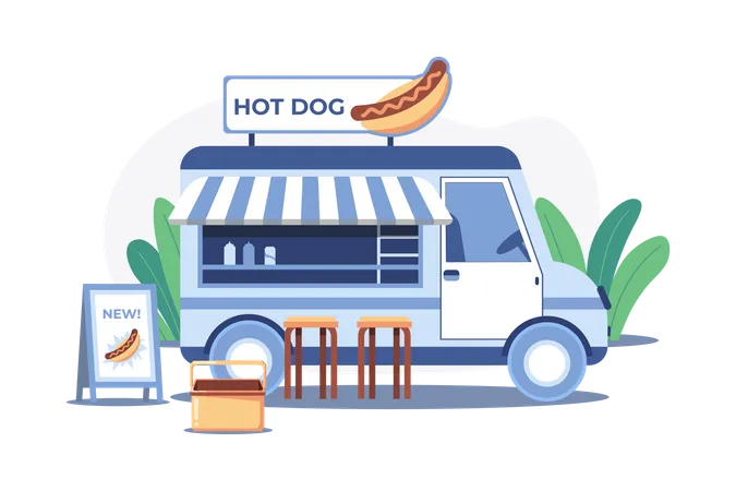 Hot-Dog-Imbisswagen  Illustration