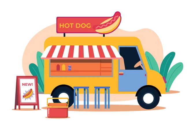 Hot-Dog-Imbisswagen  Illustration