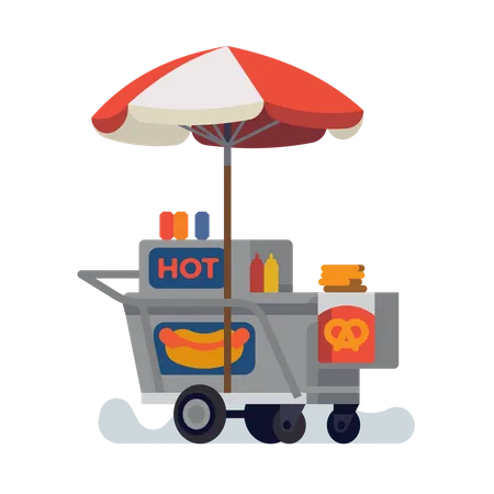 Hot dog Street food cart  Illustration