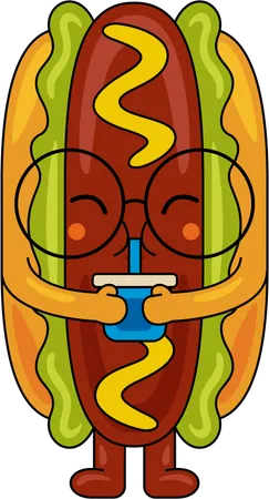 Hot Dog trinkt Saft  Illustration