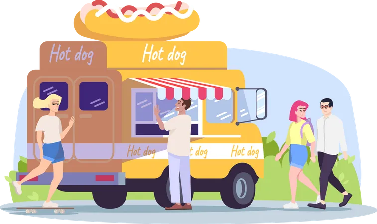 Hot dog truck Illustration