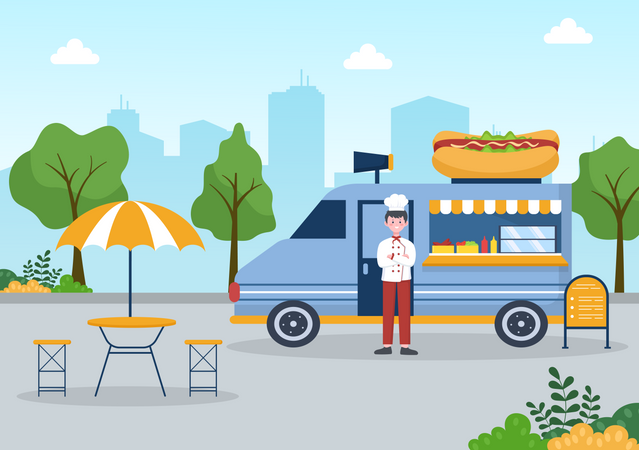 Hot dog Truck Illustration