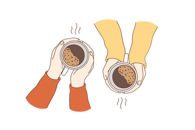 Hot drinks for breakfast  Illustration