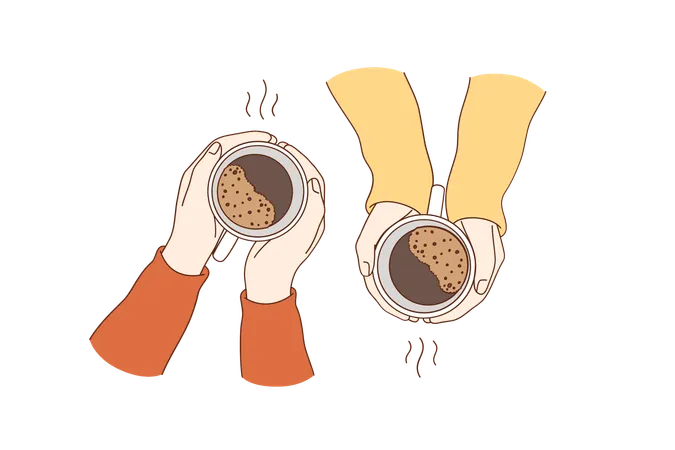 Hot drinks for breakfast  Illustration