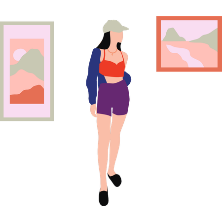 Hot lady is wearing cap  Illustration