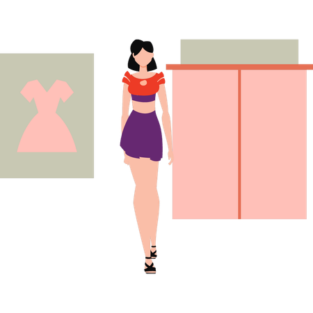 Hot lady is wearing mini dress  Illustration