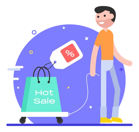 A Trendy Character Illustration Of Hot Sale Illustration