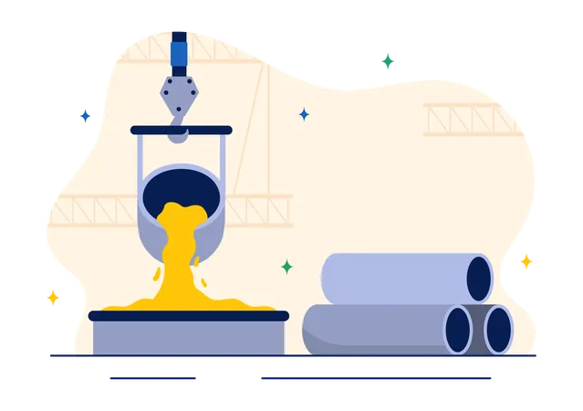 Hot steel pouring  Illustration