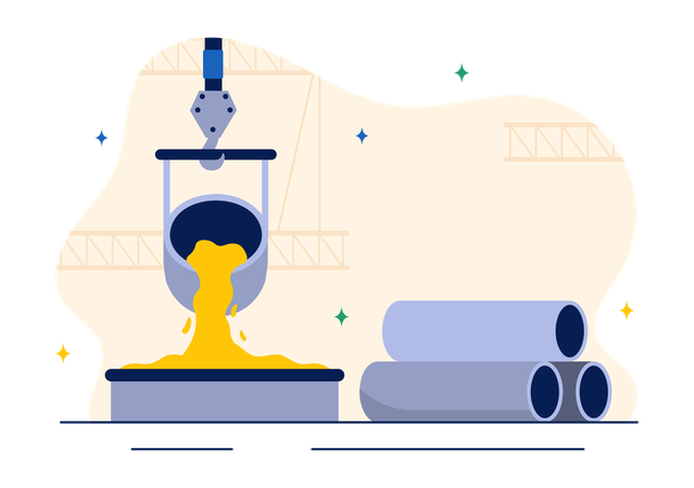 Hot steel pouring  Illustration