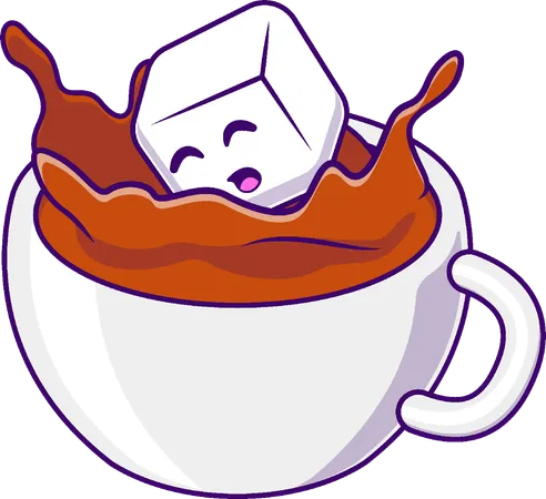 Hot Tea And Sugar Mascot  Illustration