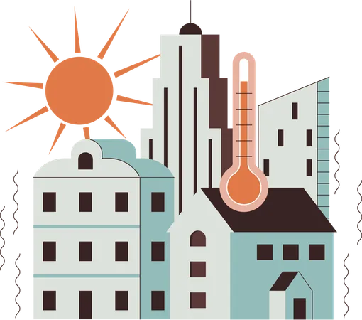 Hot temperature in summer  Illustration