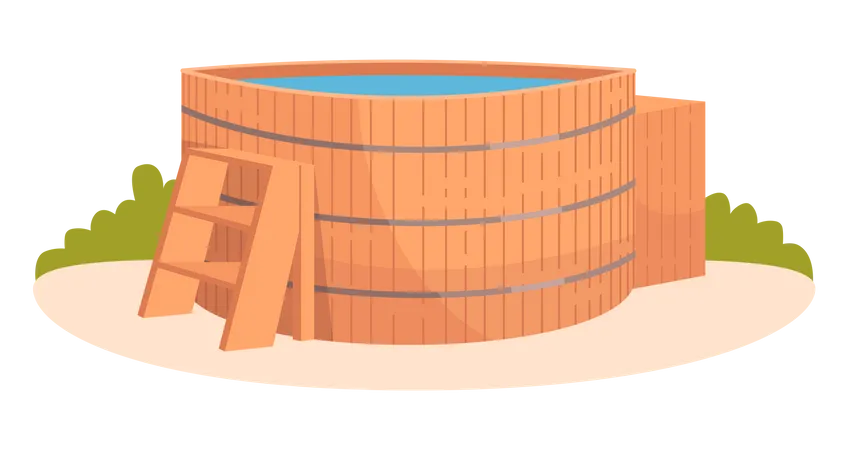 Hot tub for relaxation and lounge Illustration