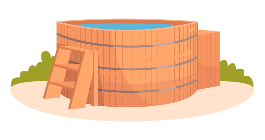 Hot tub for relaxation and lounge  Illustration