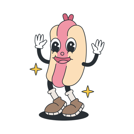 Hotdog raising both hands  Illustration