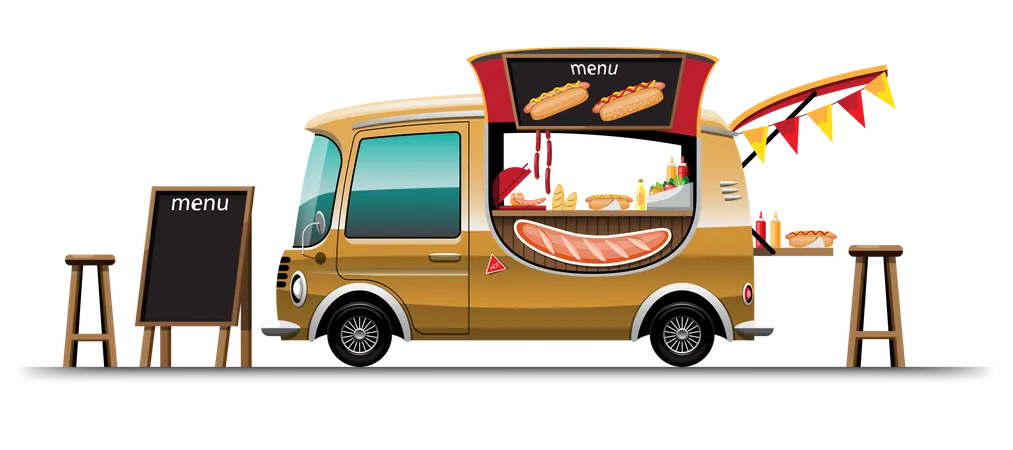 Hotdog Truck Illustration