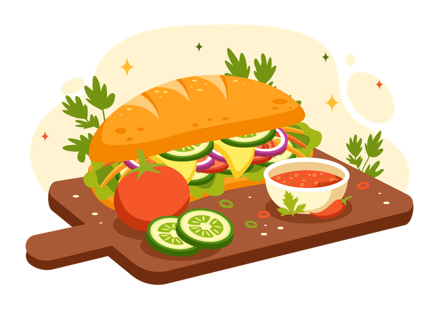 Hotdog with Sauce  Illustration