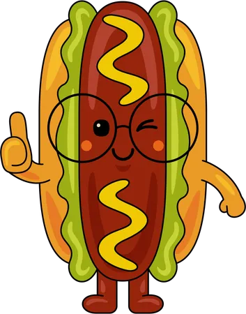 Hot Dog zeigt Daumen hoch  Illustration