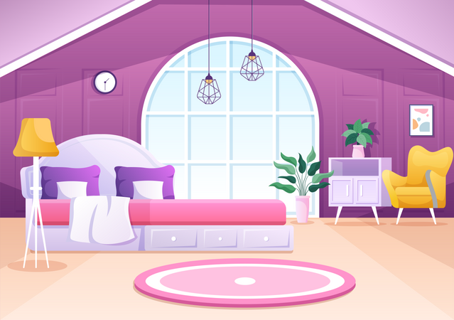 Hotel Bedroom  Illustration