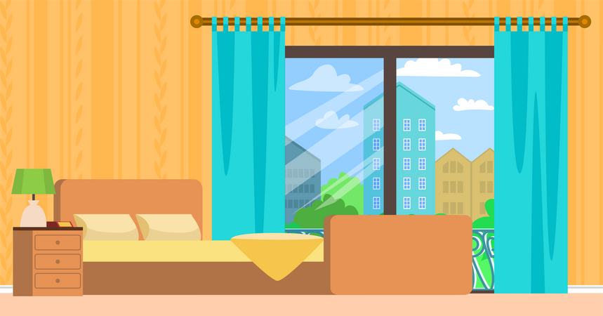 Hotel bedroom  Illustration