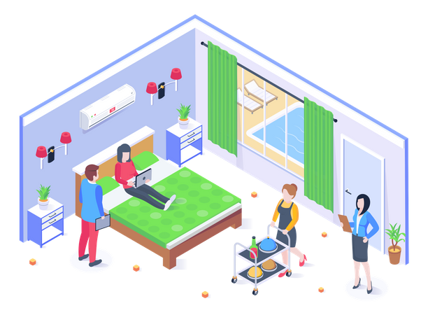 Hotel Bedroom  Illustration