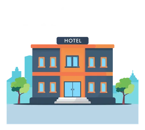 Hotel Building Or Office Building For Business In Flat Style Flat Vector Template Style Suitable For Web Landing Page Background Illustration