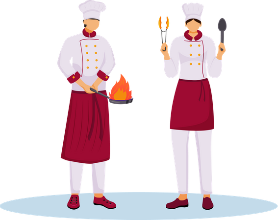 Hotel chefs making dish  Illustration