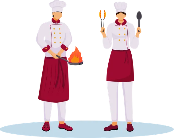 Hotel chefs making dish  Illustration