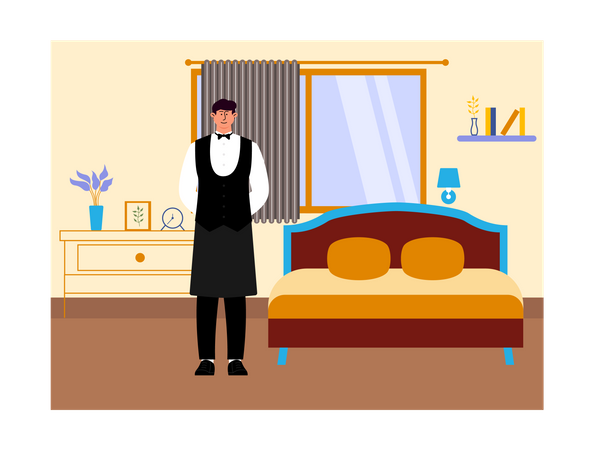 Hotel cleaning worker Illustration