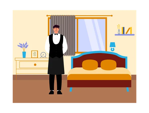 Hotel cleaning worker Illustration