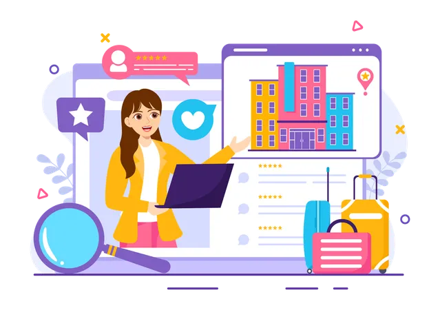 Hotel Reviews Vector Illustration With Rating Service User Satisfaction To Rated Customer Product Or Experience In Flat Cartoon Background 일러스트레이션