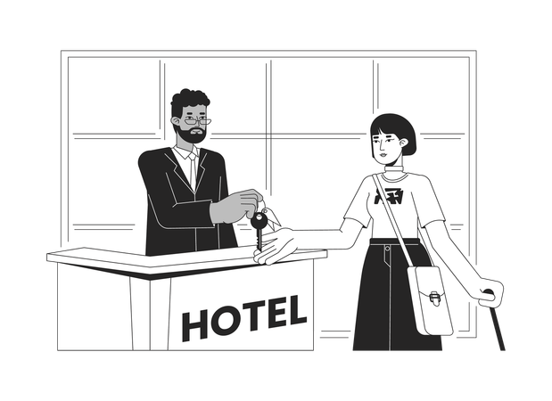 Hotel front desk check in  イラスト
