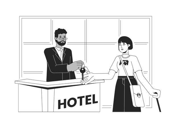 Hotel front desk check in  Illustration