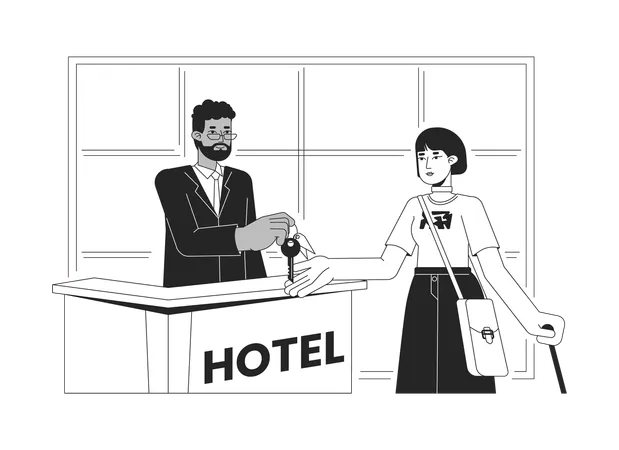 Hotel front desk check in  Illustration