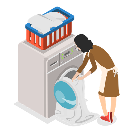 Hotel housekeeper cleaning clothes  Illustration