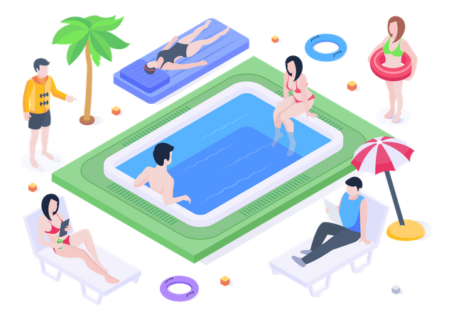 Hotel Pool Illustration