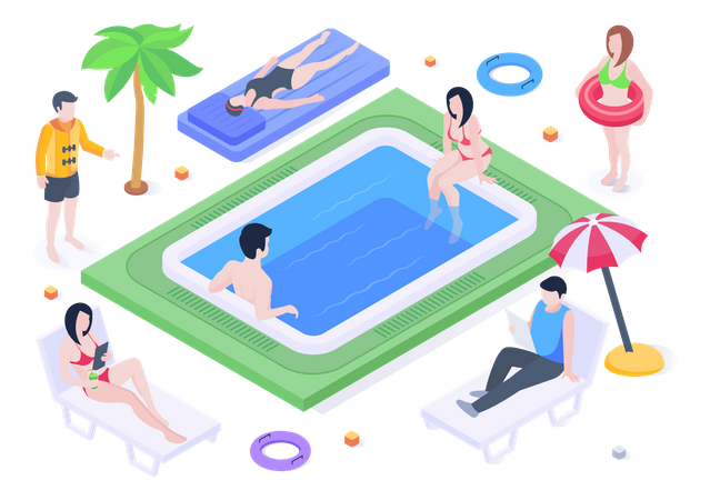 Hotel Pool  Illustration