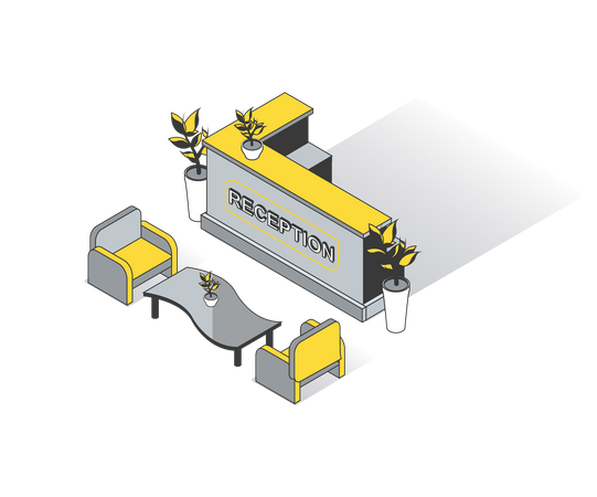 Hotel Reception Desk  Illustration