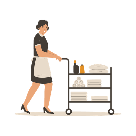 Hotel room service worker  Illustration