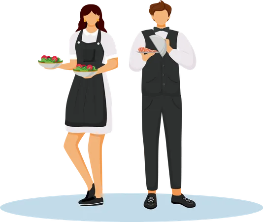 Hotel waiters in uniform Illustration