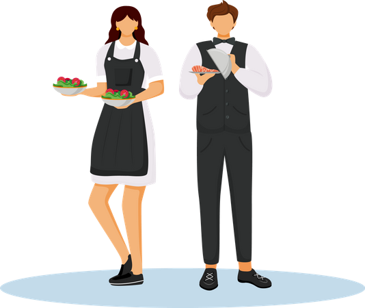 Hotel waiters in uniform  Illustration