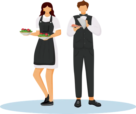 Hotel waiters in uniform  Illustration